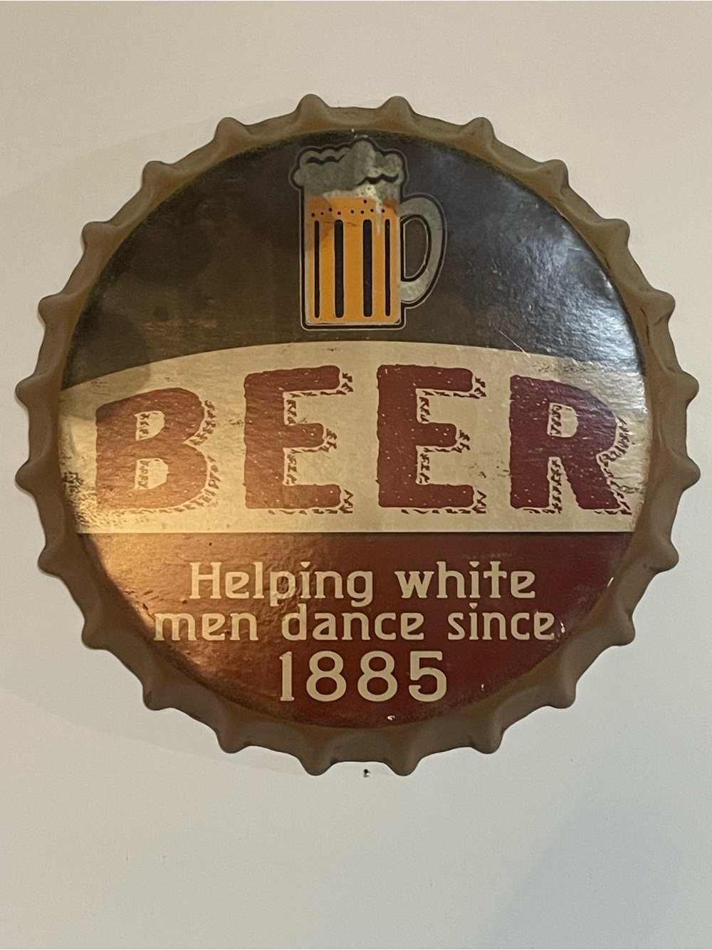 Big beer bottle cap wall hanging